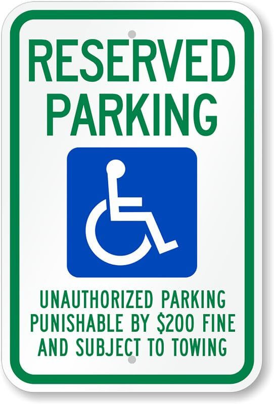 Handicap Parking Sign Aluminum ADA Reserved 8×12 Weatherproof Outdoor