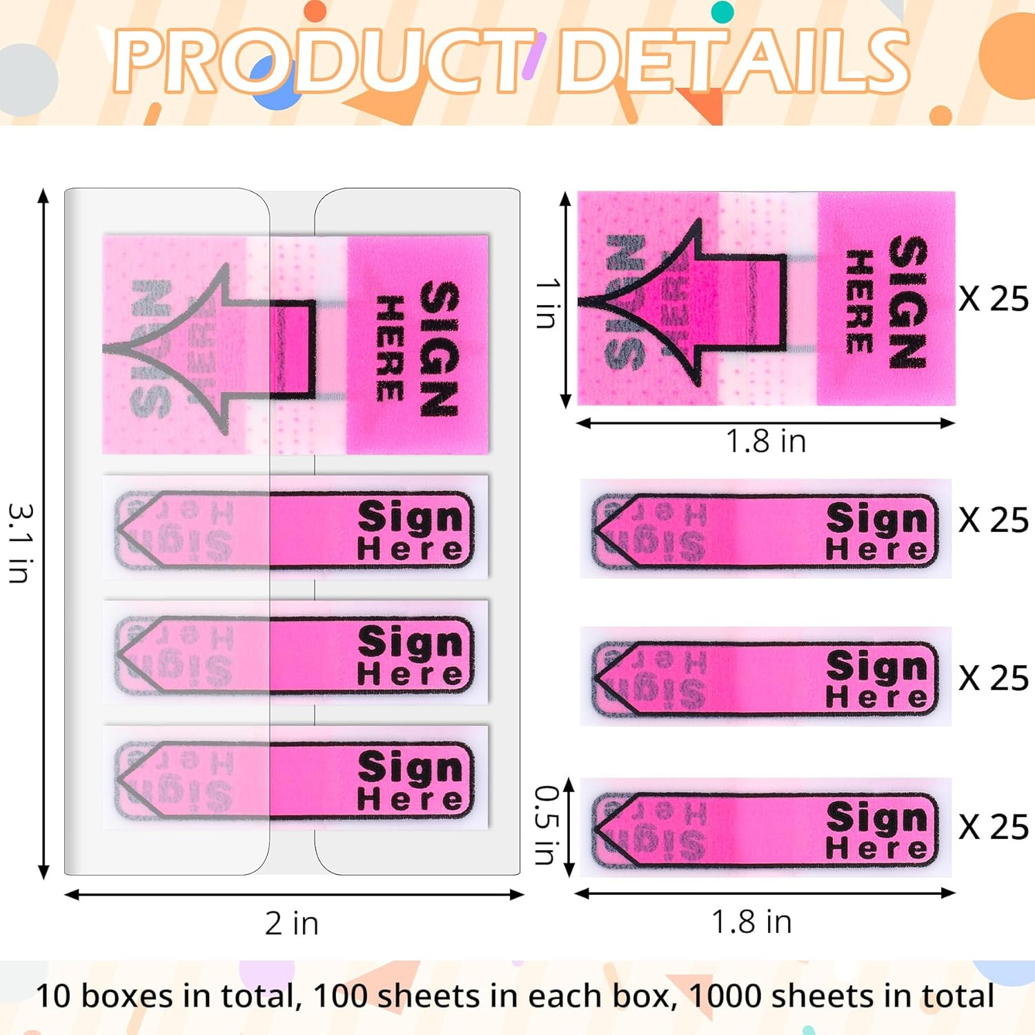 10 Pack 1000 Pieces Sign Here Tabs Sign Here Stickers Sign Here Date Stickers Fl