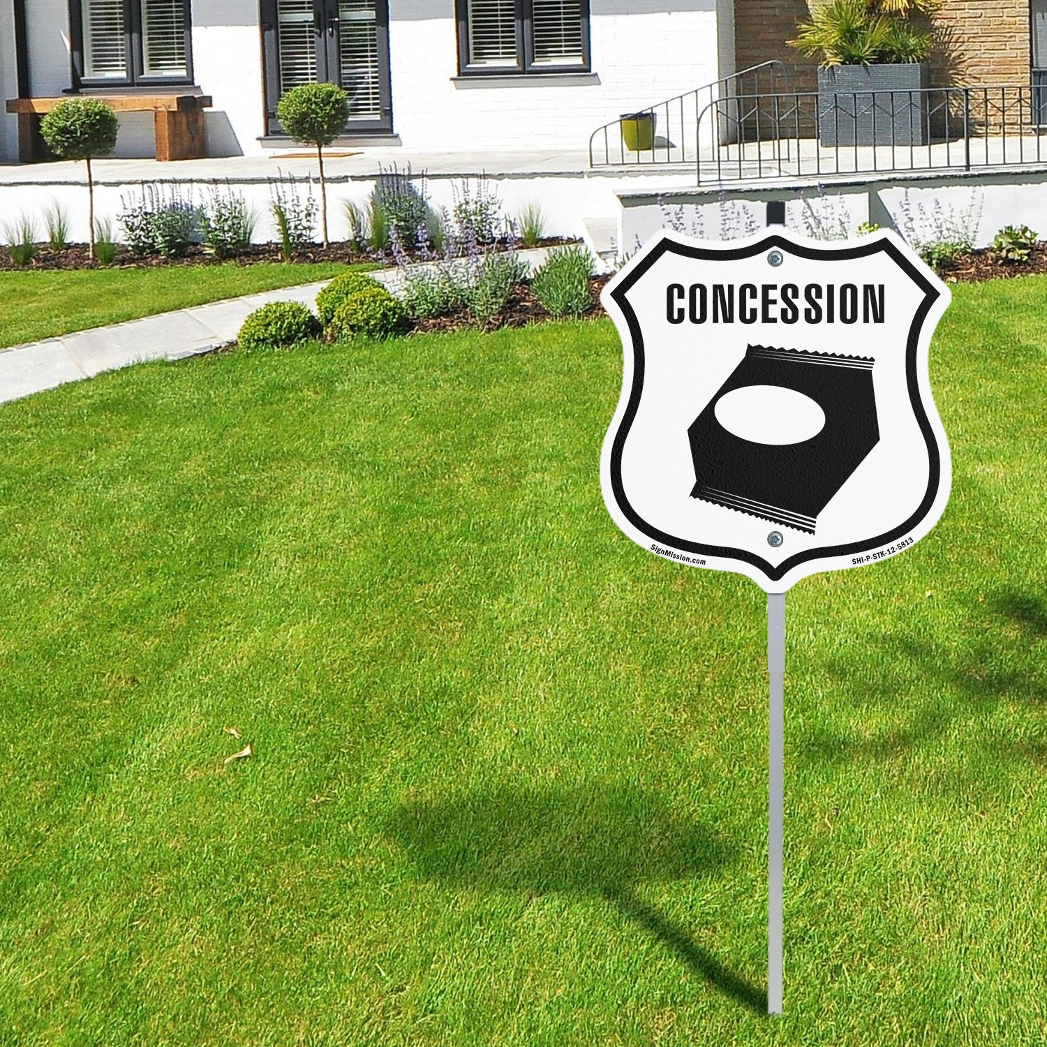 Concession Shield Shaped Sign With Stake Weather Resistant Crafted in the USA