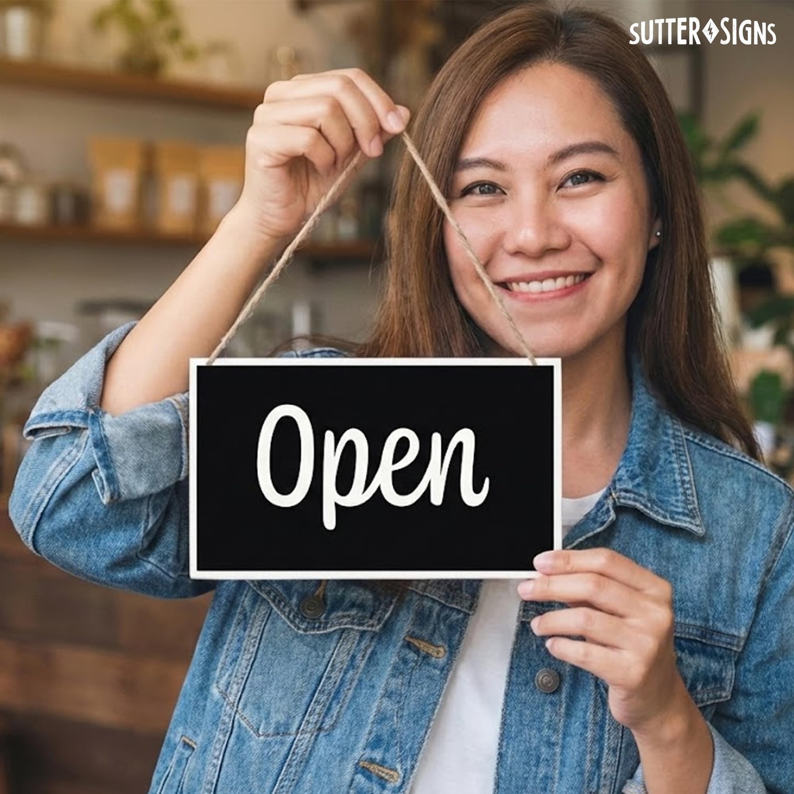 Open Closed Sign for Business, 10&Prime; x 6&Prime; Double Sided Plastic Sign with Twine,…