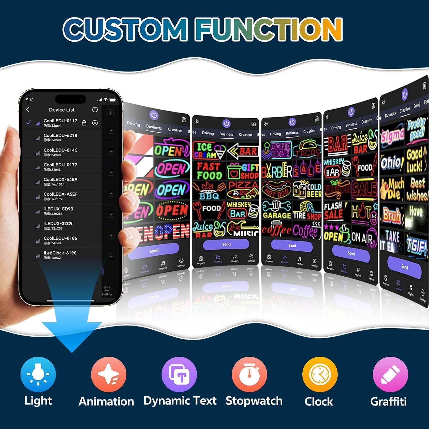Huge 20&Prime;x12&Prime; LED Open Sign – Multicolor Programmable Scrolling Display w/ Remote