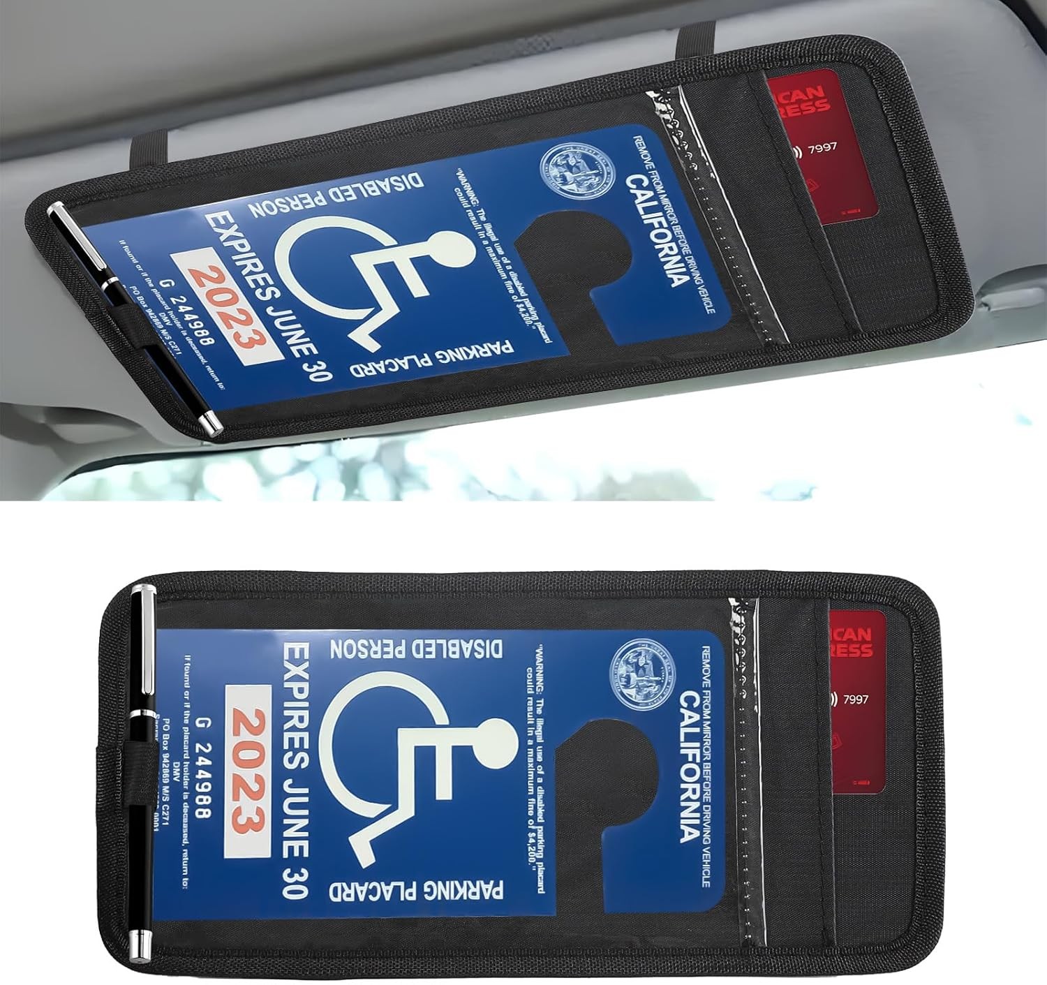 Car Visor Handicap Placard Holder, Disabled Parking Permit Sign Protector…