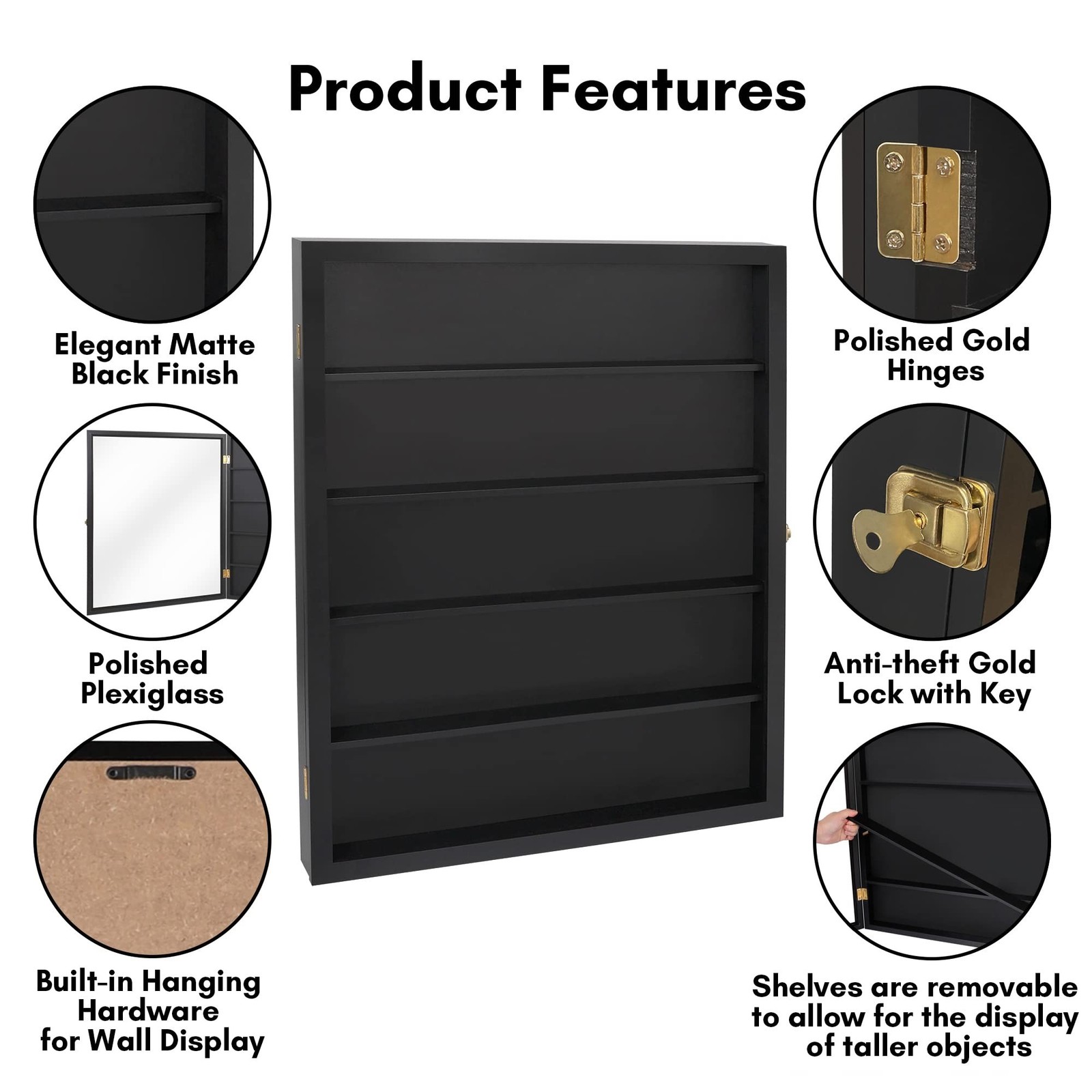 Americanflat 24×31 Baseball Card Display Case Lockable – Holds Up to 35 Colle…