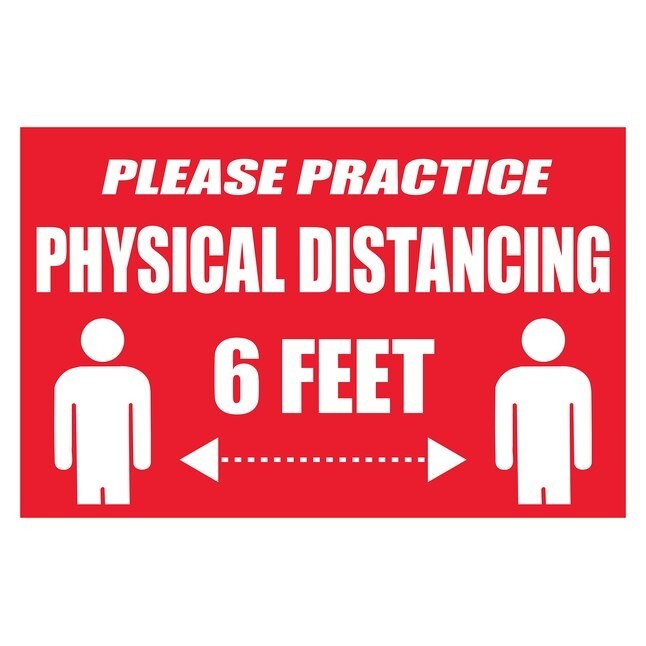 Hillman Social Distancing 8-in x 12-in Styrene Information display Sign