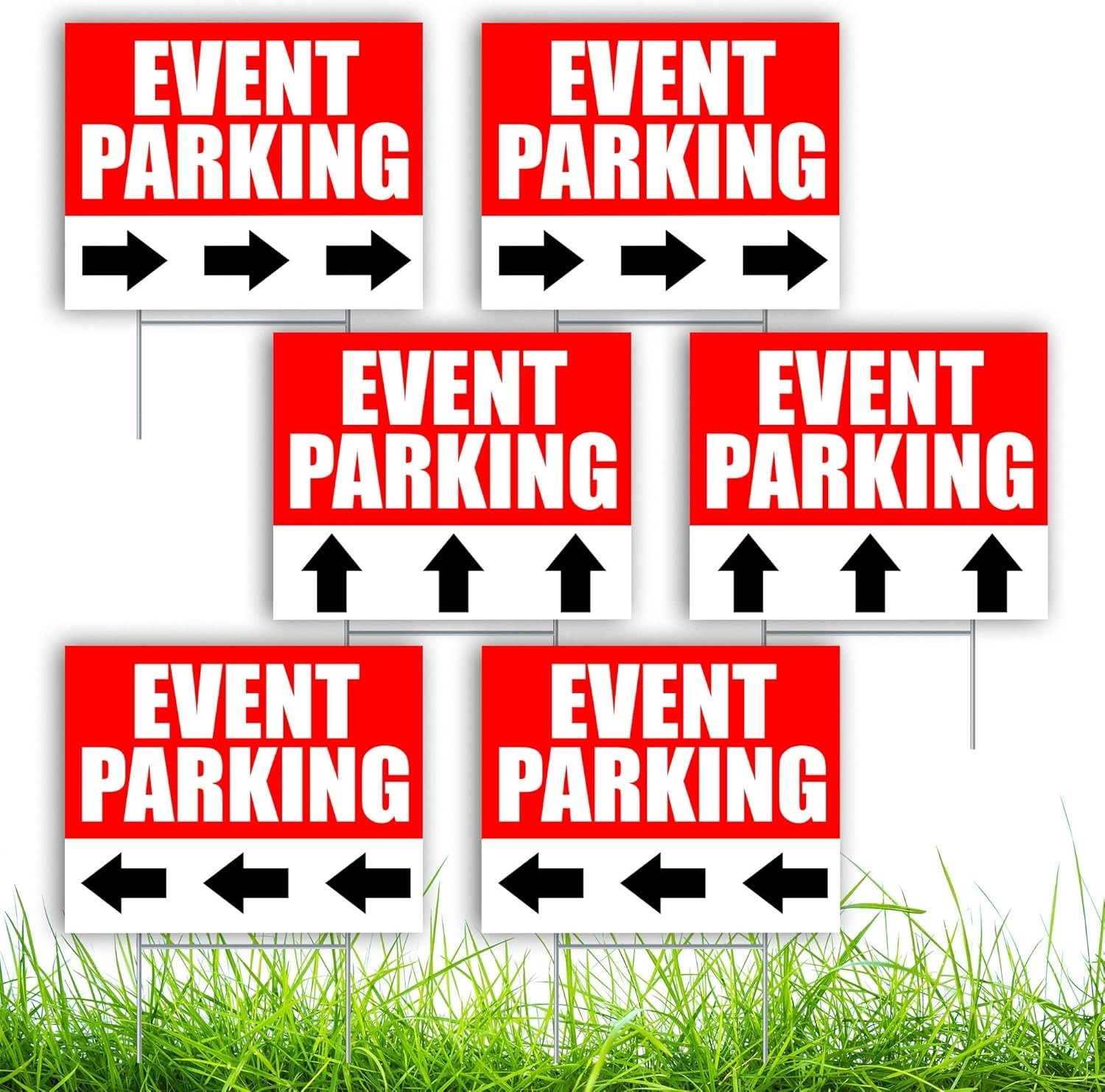6 PC 16×12 Coroplast Event Parking Signs with Arrows Reserved Parking Sign