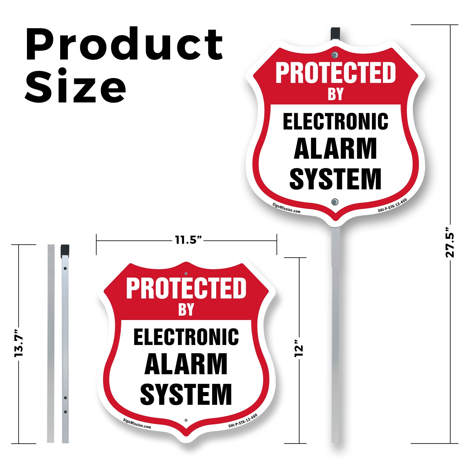 Security Alarm Shield Sign Protected By Electronic Alarm Shield Sign With Stake