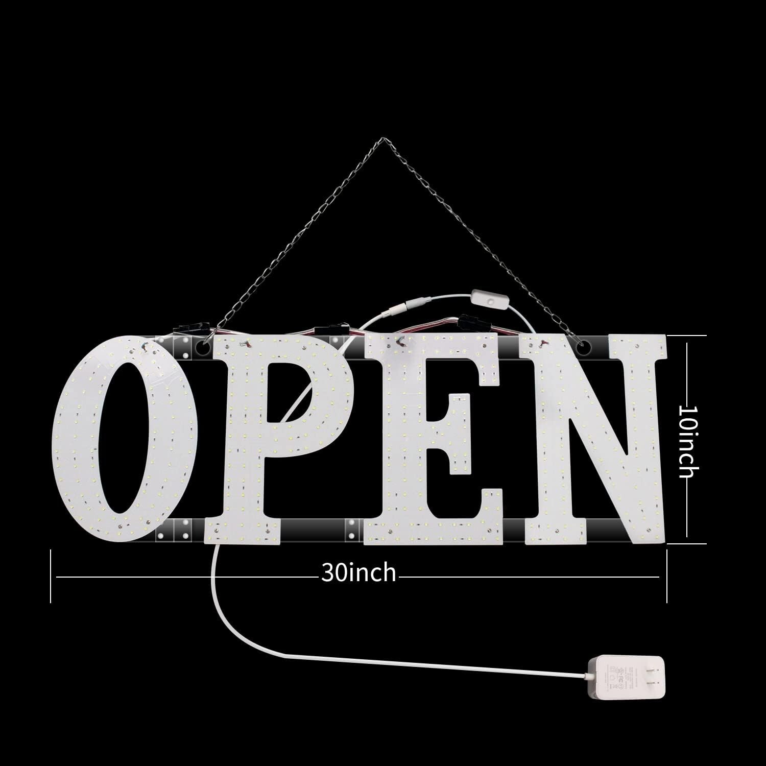 Super Bright 30&Prime;x10&Prime; Large LED Open Sign for Business with Hanging Installation