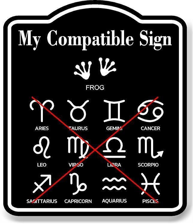 My Compatible Zodiac Sign Is A Frog BLACK Aluminum Composite Sign