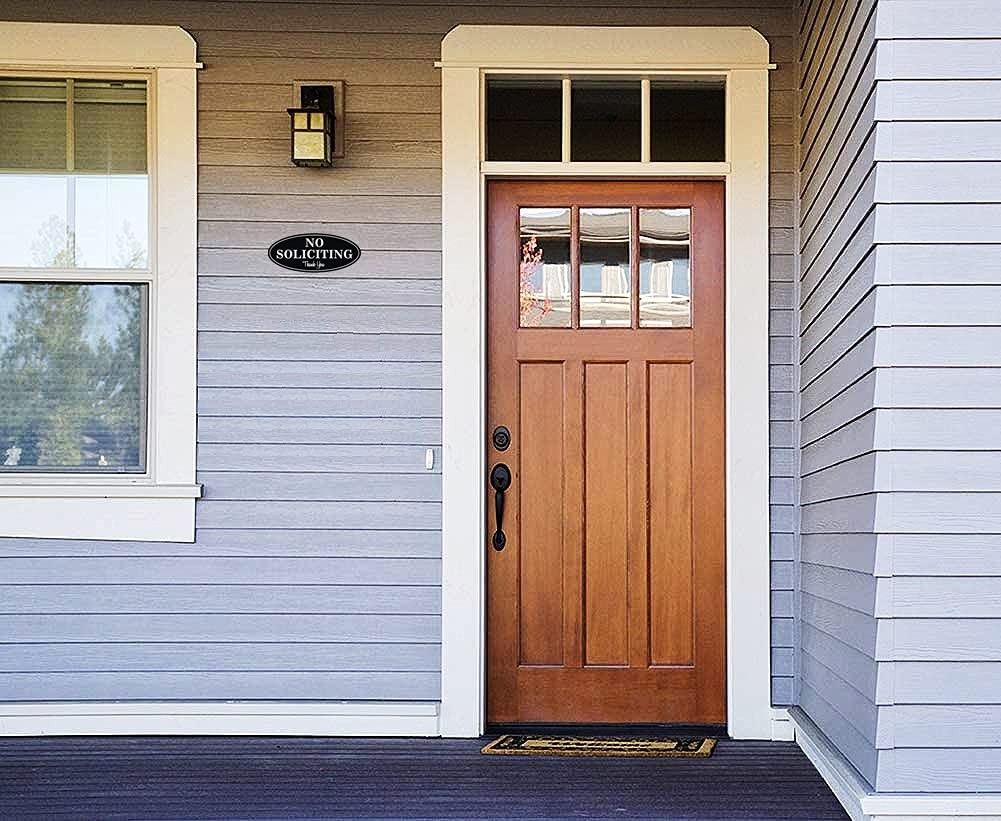 No Soliciting Sign 2.8x7in Weatherproof UV Resistant Door Home Office Black, New