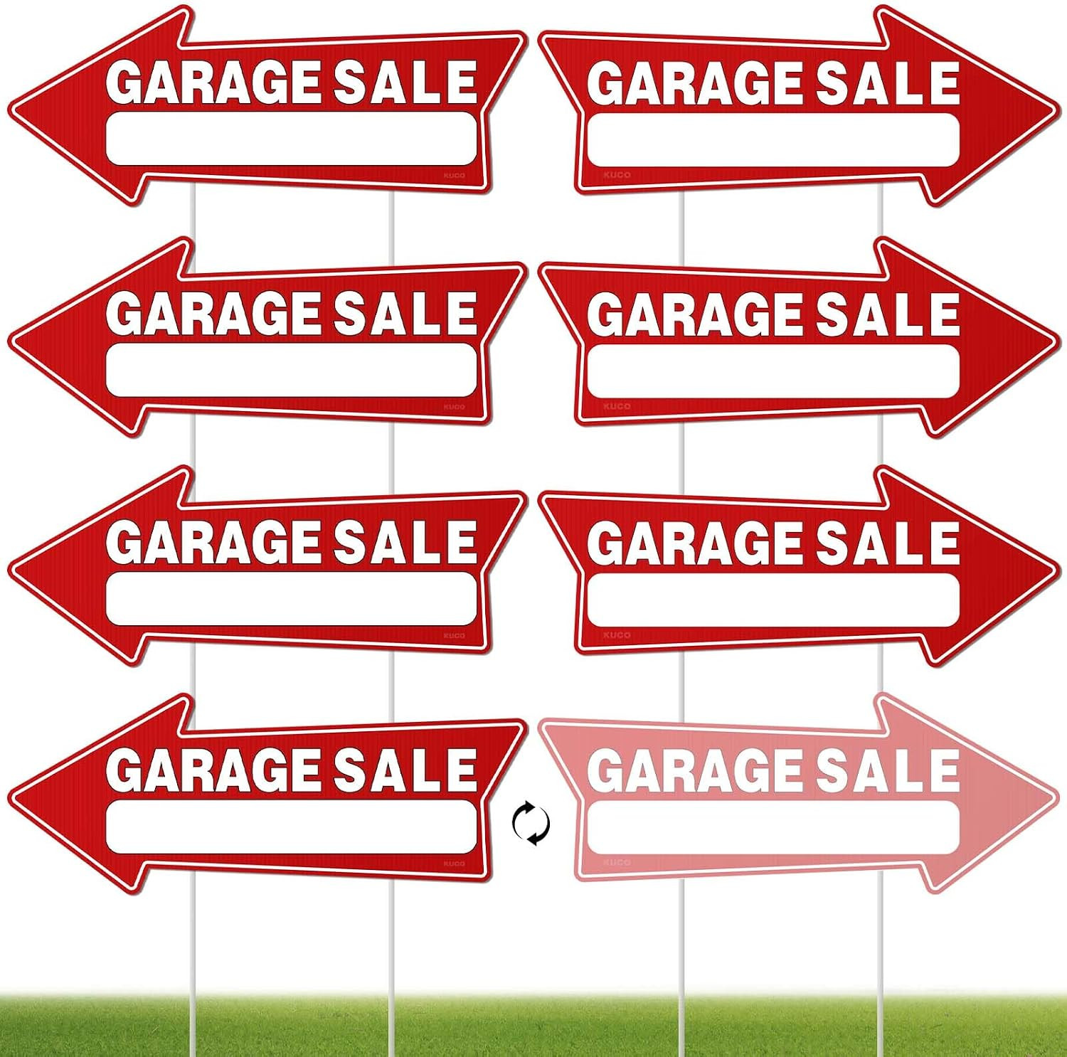 7 Pack Garage Sale Signs with Stakes – 16&Prime;x6&Prime; Double-Sided Directional Yard Sale