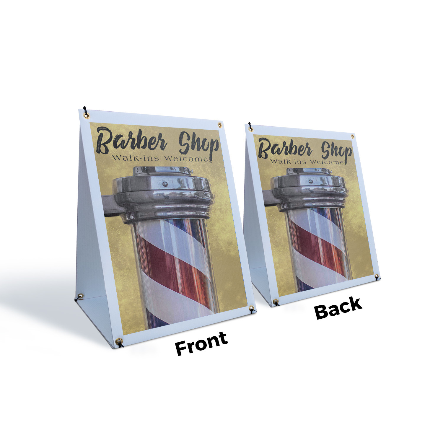 Barber Shop Walk Ins Welcome A-Frame Sidewalk Sign Hair Services Open Hours