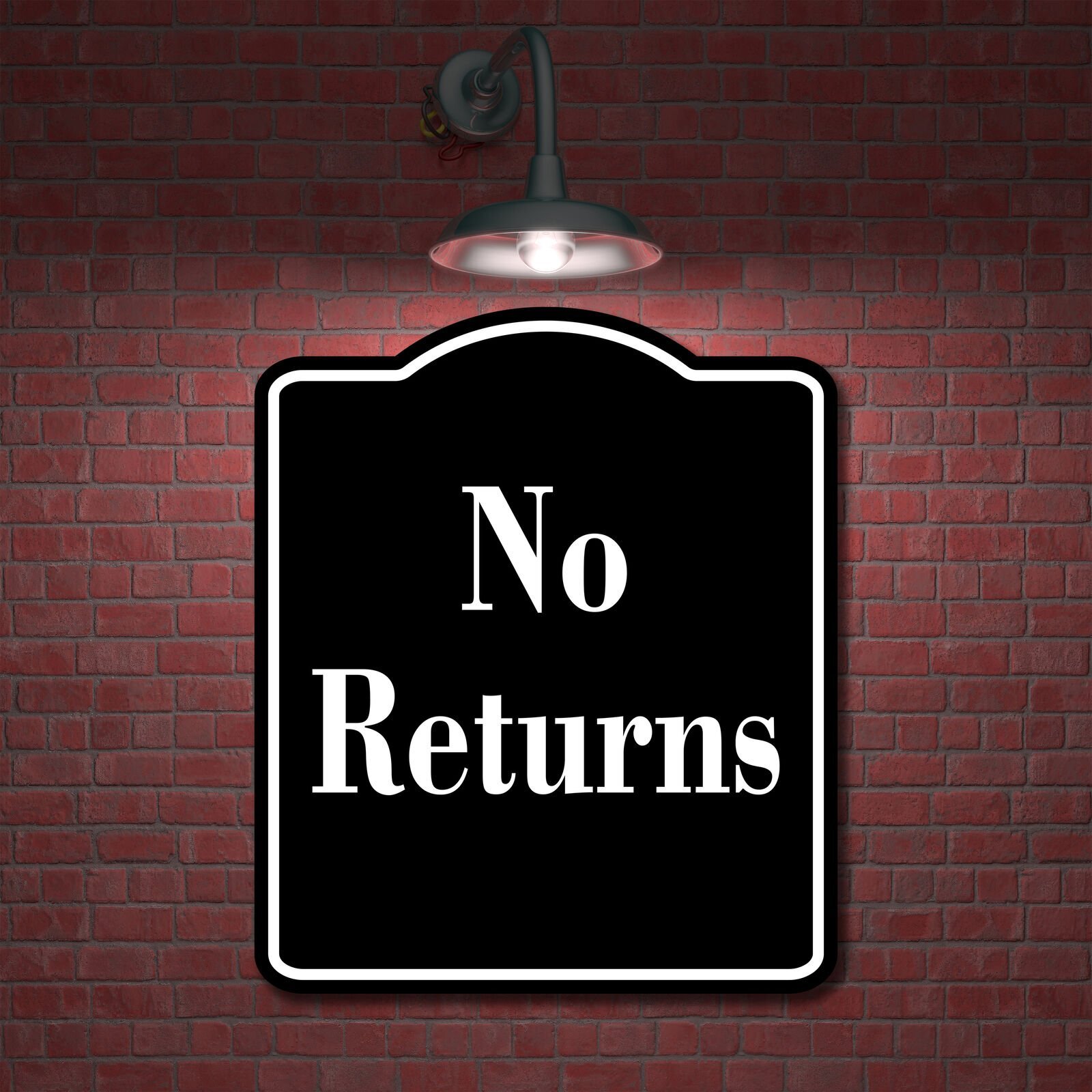 No Returns Elegant BLACK Aluminum Composite Sign