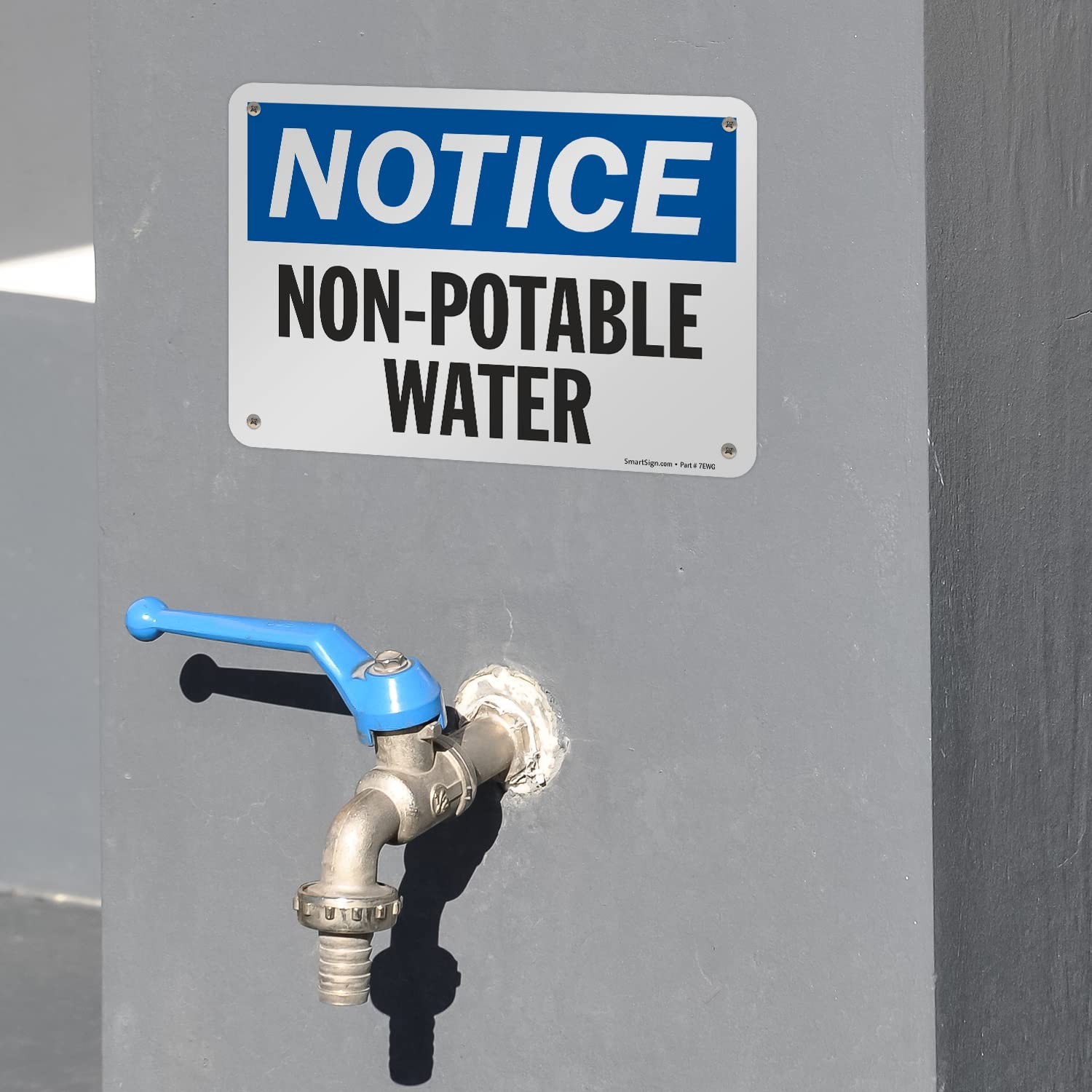S2833AL10 Notice NonPotable Water Sign 7&Prime;x10&Prime; Aluminum Black/Blue White