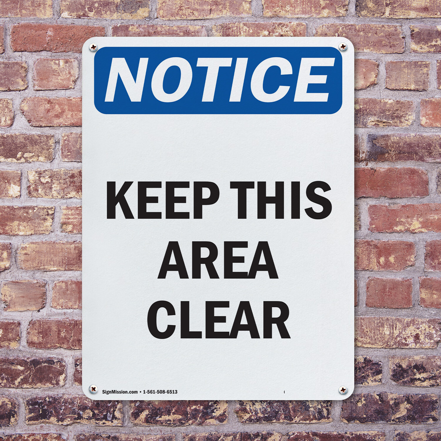 (2 Pack) Keep This Area Clear OSHA Notice Sign Decal Metal Plastic