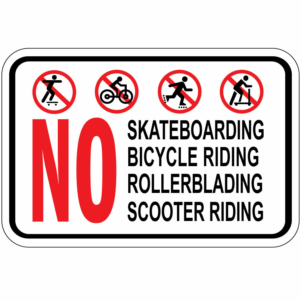 Horizontal Metal Sign Multiple Sizes Skateboarding Rollerblading Scooter OSHA