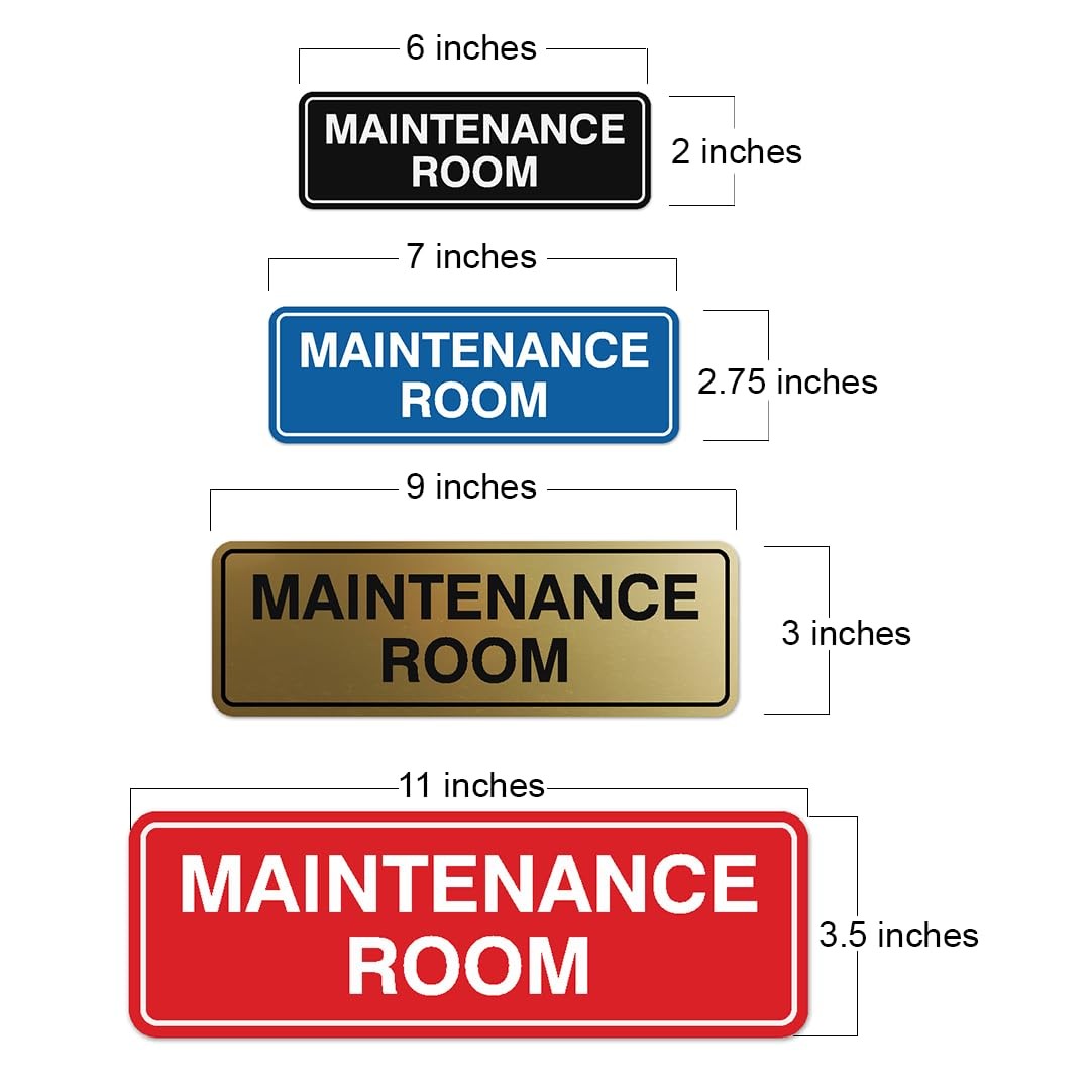 Standard Maintenance Room Sign Wall Or Door Plaque Brushed Silver Large Mount