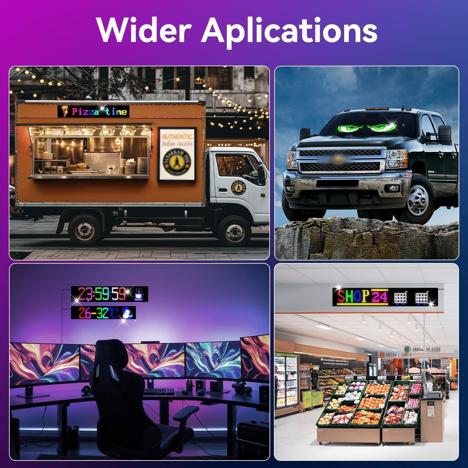 Programmable Sign – 19&Prime; x 5&Prime; Bluetooth APP Controlled Advertising Display,Fle…