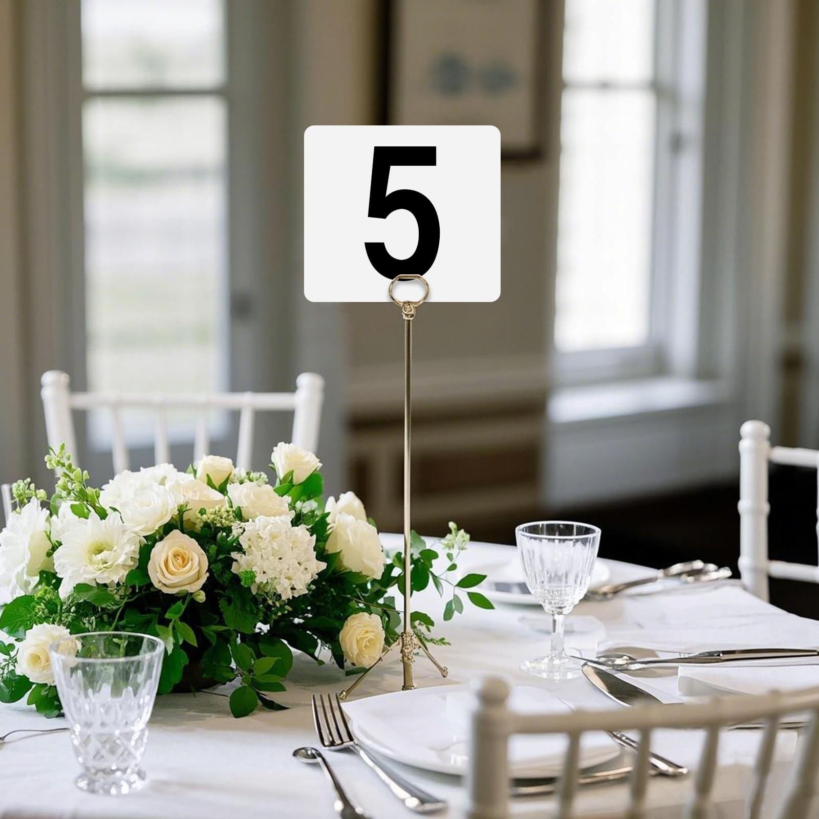 100 Pcs Table Numbers 1-100, Plastic Double Sided Table Number Cards, 4×3.7 I…