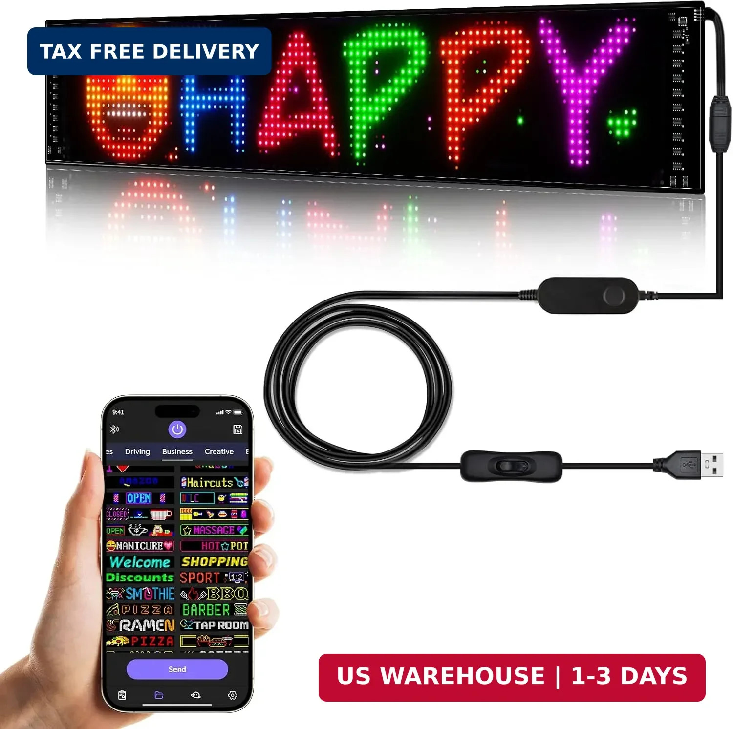 Programmable Devil Eyes for Cars,LED Sign for Car,Bluetooth APP Control,DIY Edit