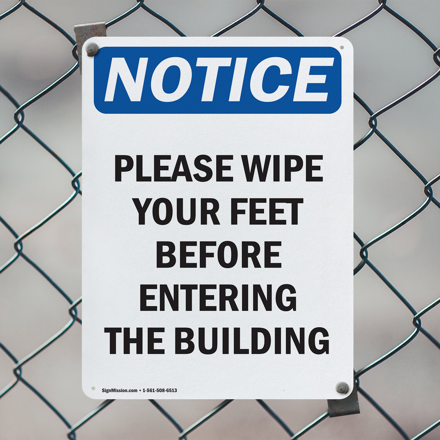 (2 Pack) Please Wipe Your Feet Before Entering OSHA Notice Sign Decal Metal