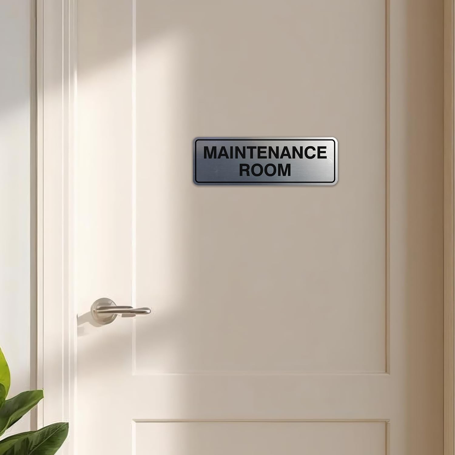 Standard Maintenance Room Sign Brushed Silver Large Office Wall Door Plaque