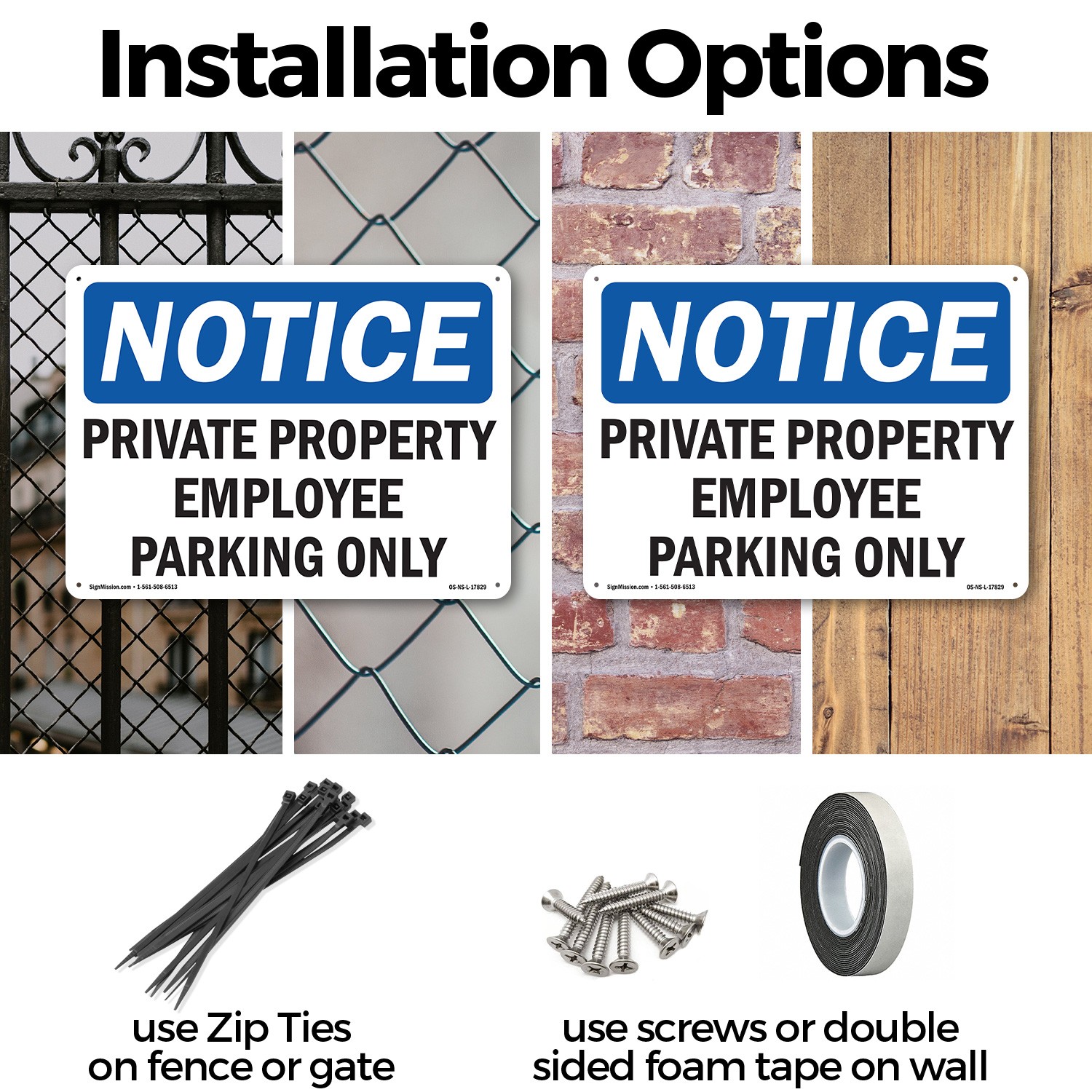 Private Property Employee Parking Only OSHA Notice Sign Or Decal – 5 or 10 Pack