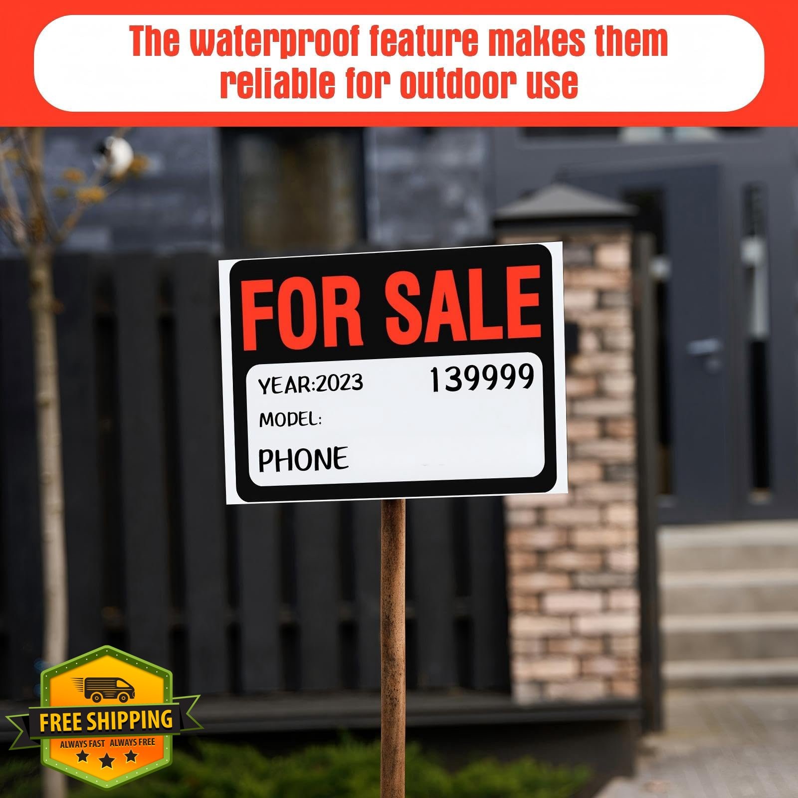 Seajan Car Sale Signs Classic Black 9×12 White Red Waterproof