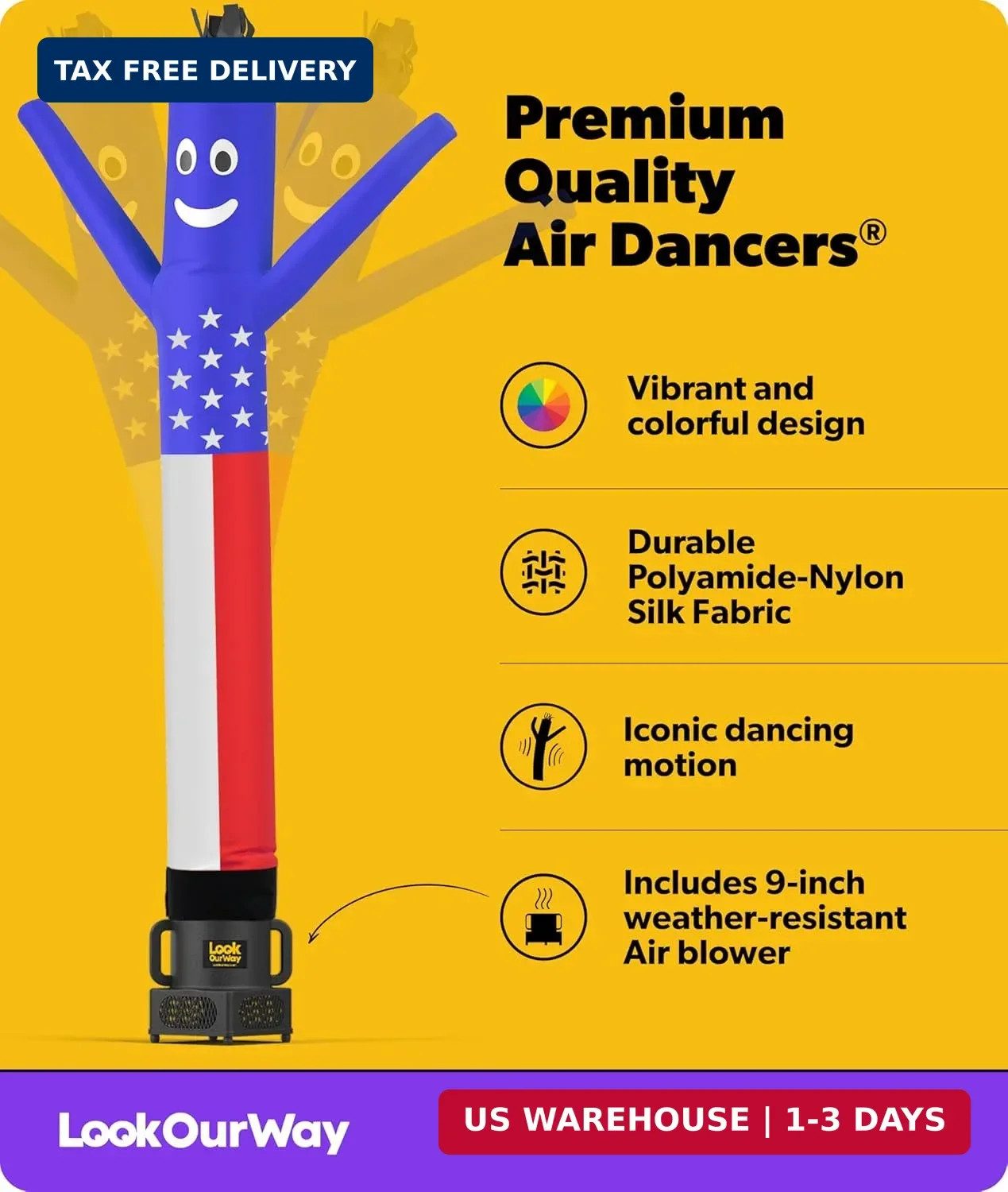 LookOurWay Air Dancers Wacky Waving Inflatable Tube Guy – 7ft Tall Inflatable Ad