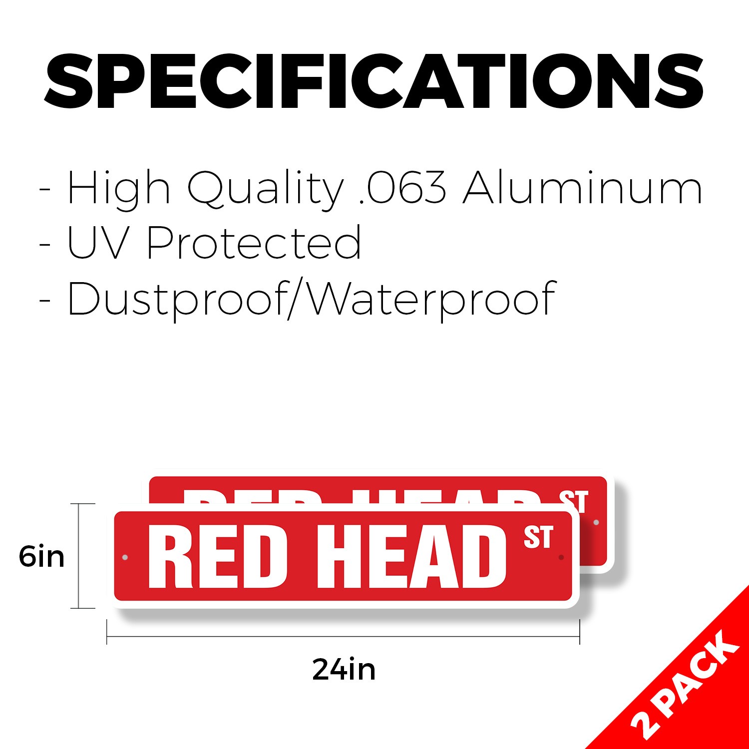 RED HEAD Street Sign (2 Pack) Metal Road Sign hair redhead dye beautician