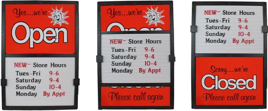 Glassmate Vertical Open/Closed Sun Message Slider Board Sign | 14&Prime;W x 20&Prime;H