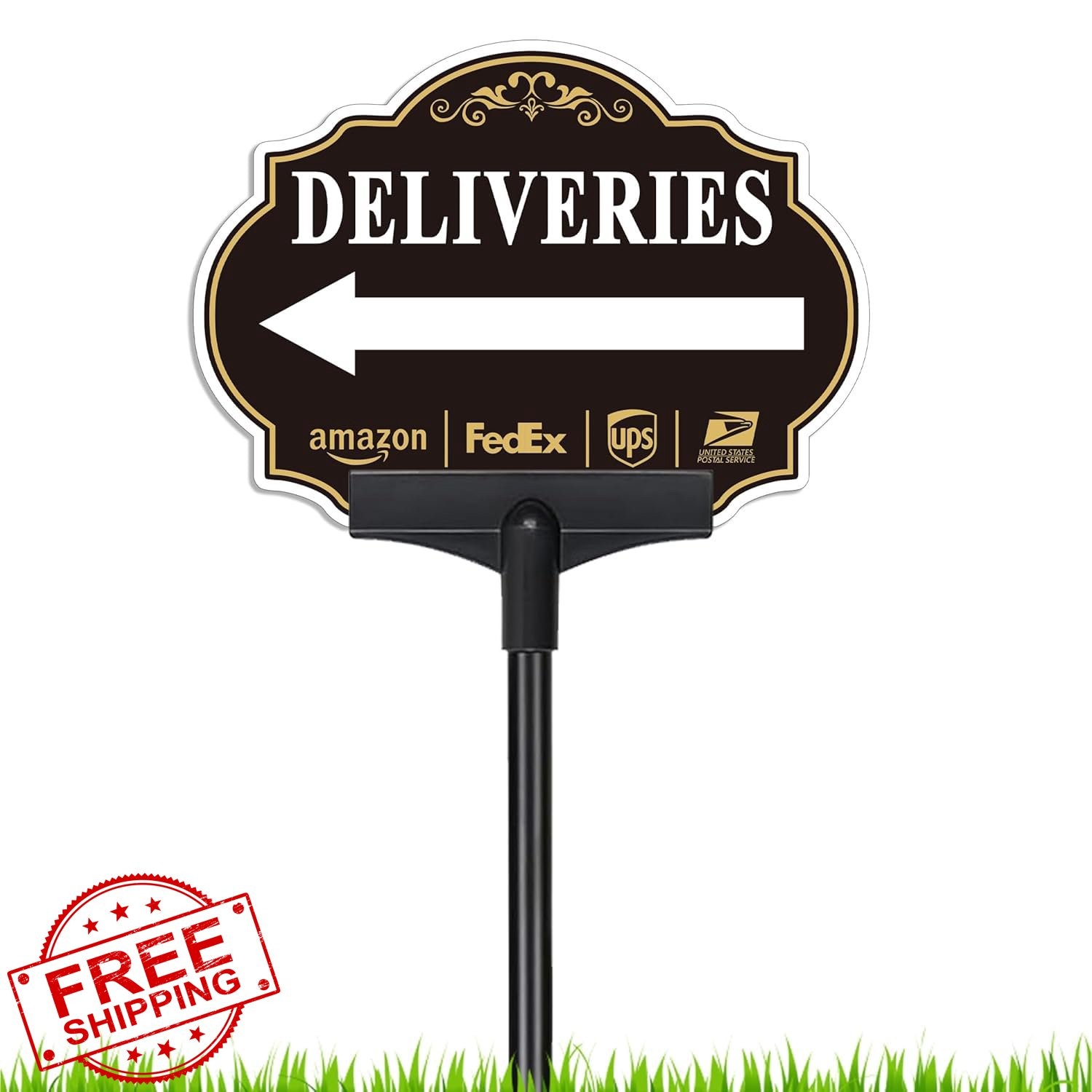 Folyming Left Arrow Yard Sign 10&Prime;x7&Prime; w/ 19&Prime; Stake