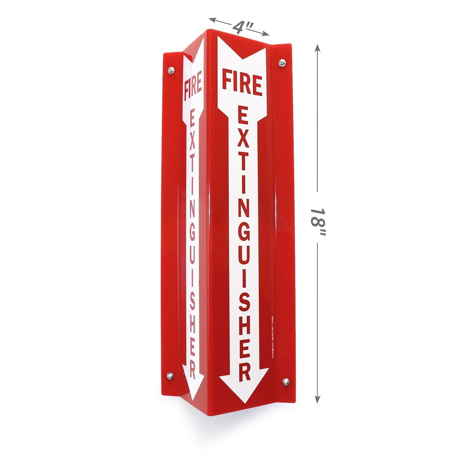 SmartSign 4&Prime;x18&Prime; Fire Extinguisher Projecting Sign Red Acrylic w/ Arrow Lot of 2