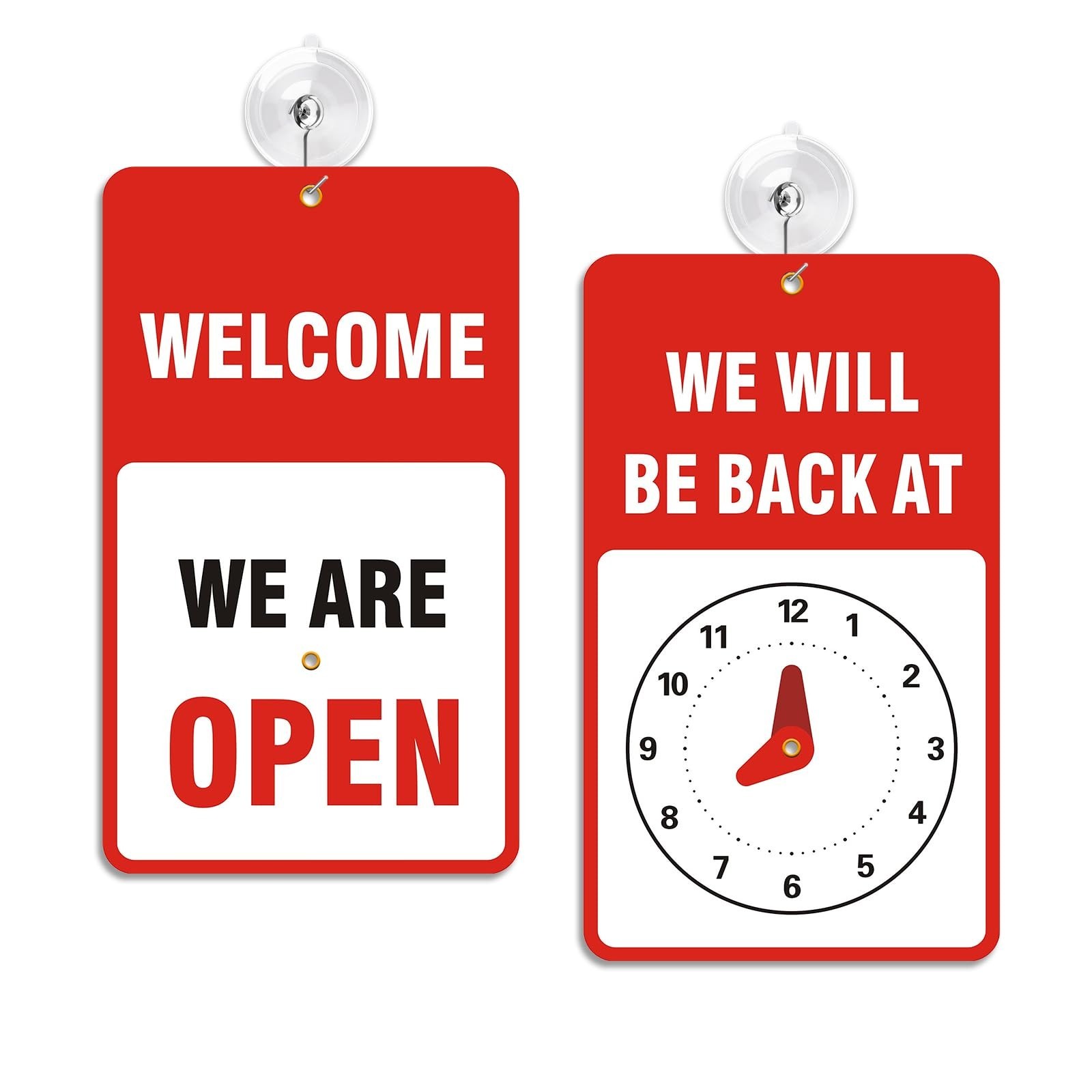 Open Signs for Business with Suction Cups, “We Will Be Back – Welcome We a