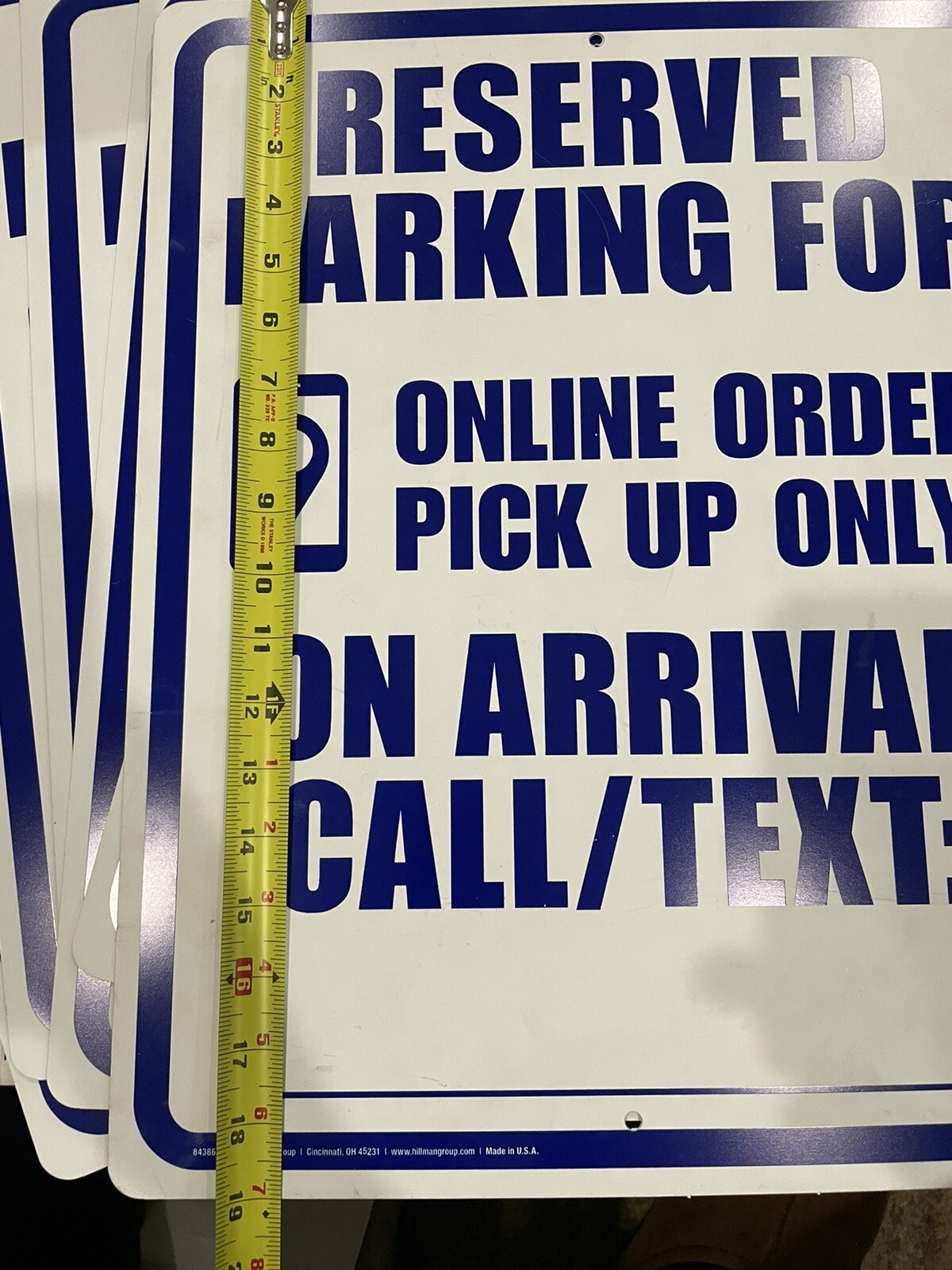 7X Hillman 843869 Reserved Online Order Parking Sign, 15&Prime; x 19&Prime;, Blue Vinyl USA