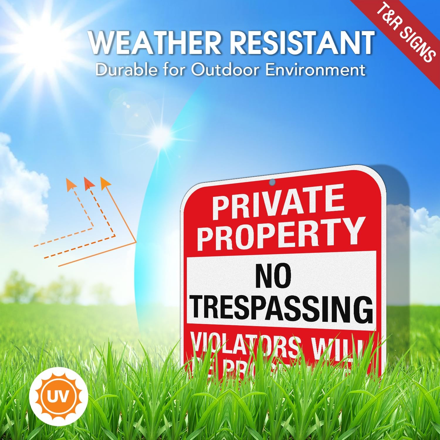 2 Pack 12×12 Inch Large Metal Private Property No Trespassing Signs