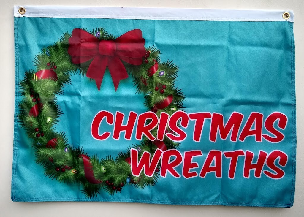 CHRISTMAS WREATHS FLAG 2x3ft flag, vertical banner