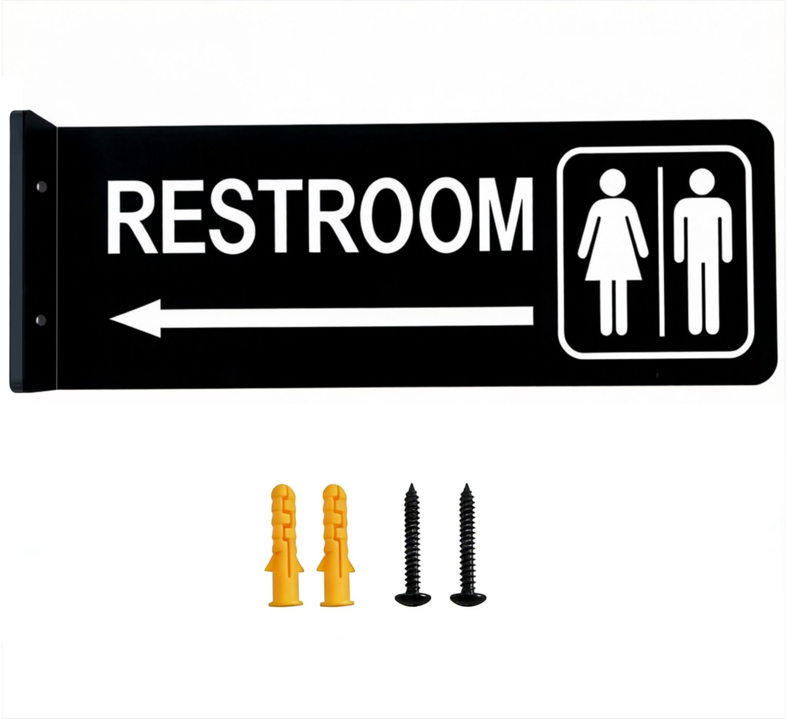 Double-Sided Restroom Sign W/ Arrow 12&Prime;x4&Prime; Premium Frosted Acrylic Black