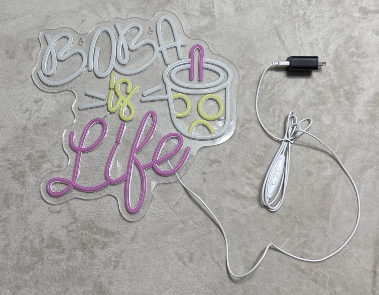 Neon Boba Sign Multicolor Boba Is Life 14&Prime; x 14&Prime; 5 Level Brightness Control