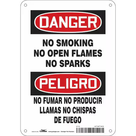 Condor 474T46 Safety Sign, 10&Prime; H, 7 In W, Horizontal Rectangle, English,