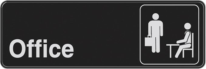 Self-Adhesive Office Sign 3 x 9 Inch Black White Plastic Indoor Sign Door Sign
