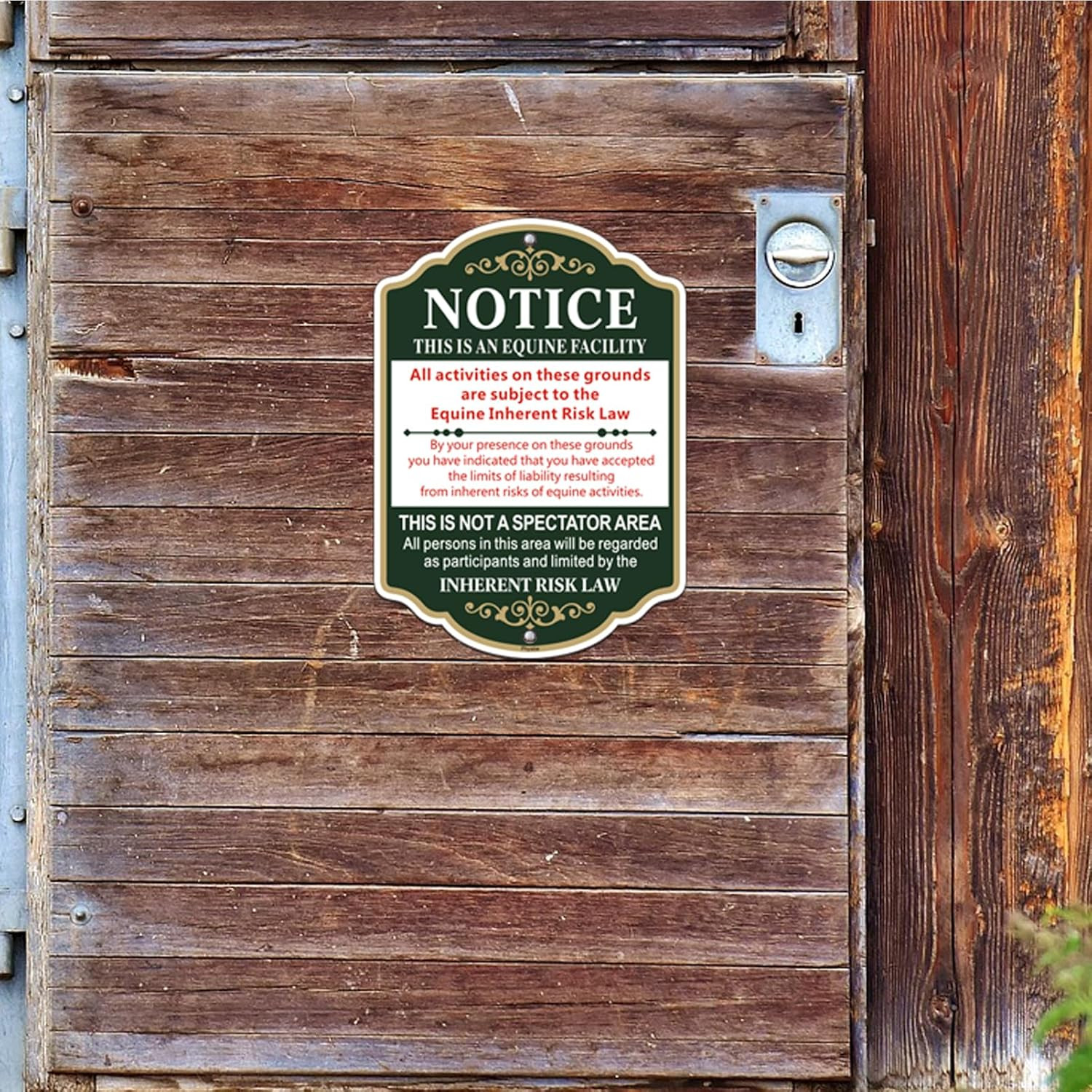 Equine Liability Sign – 10×14 Inch Metal Farm Sign, 2 Pack, Weather Resistant