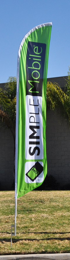 TWO « Simple Mobile » Feather Banner Flag Sets – POLE SETS INCLUDED w/ spikes