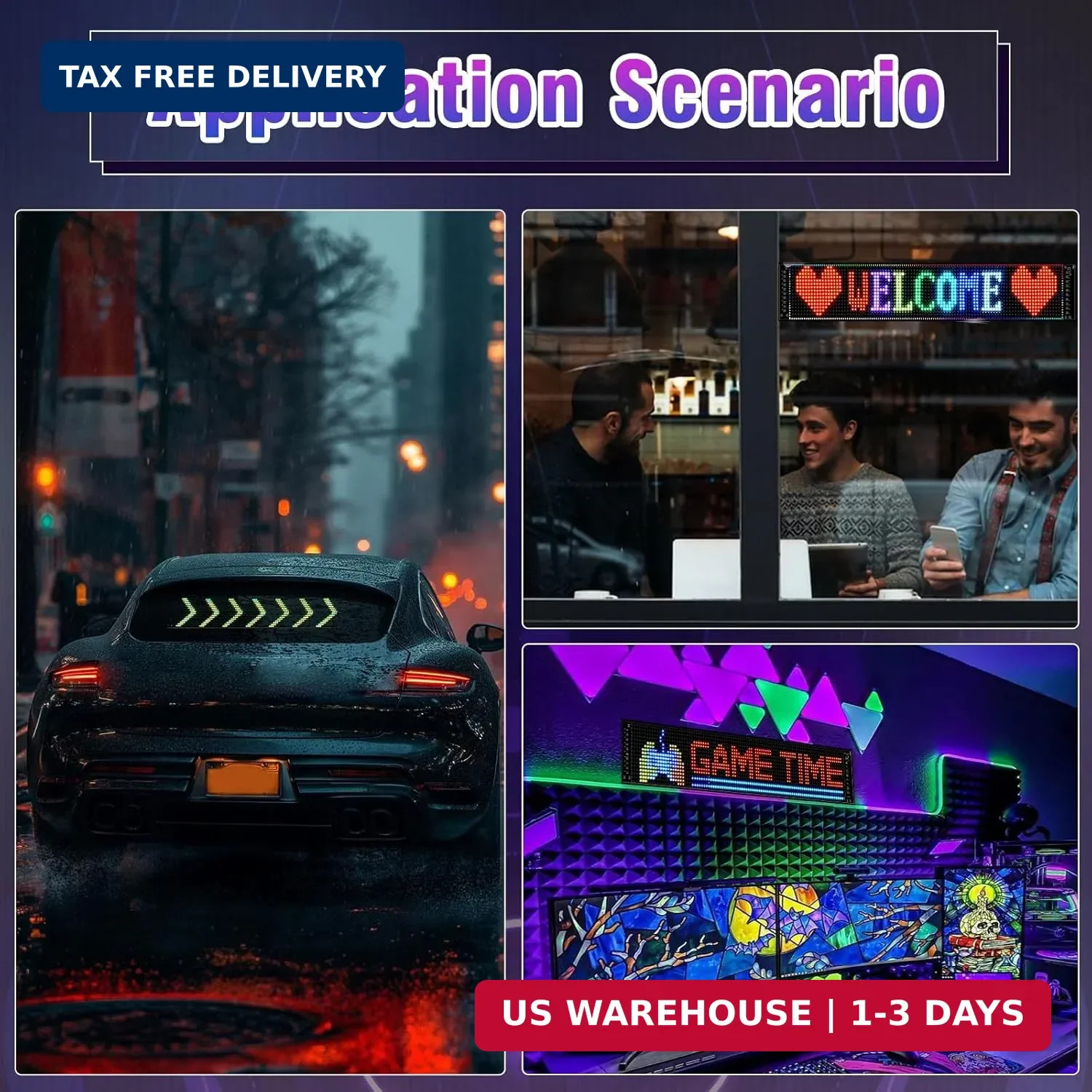 Programmable Devil Eyes for Cars,LED Sign for Car,Bluetooth APP Control,DIY Edit