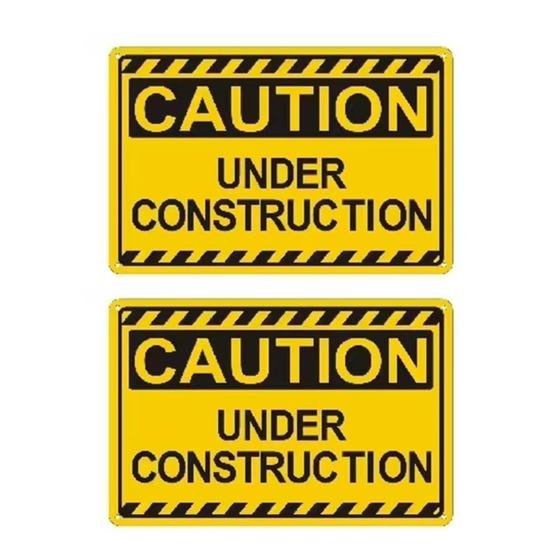Under Construction Sign 12×8 Inch Caution Area Warning Metal Plates 2 PCS