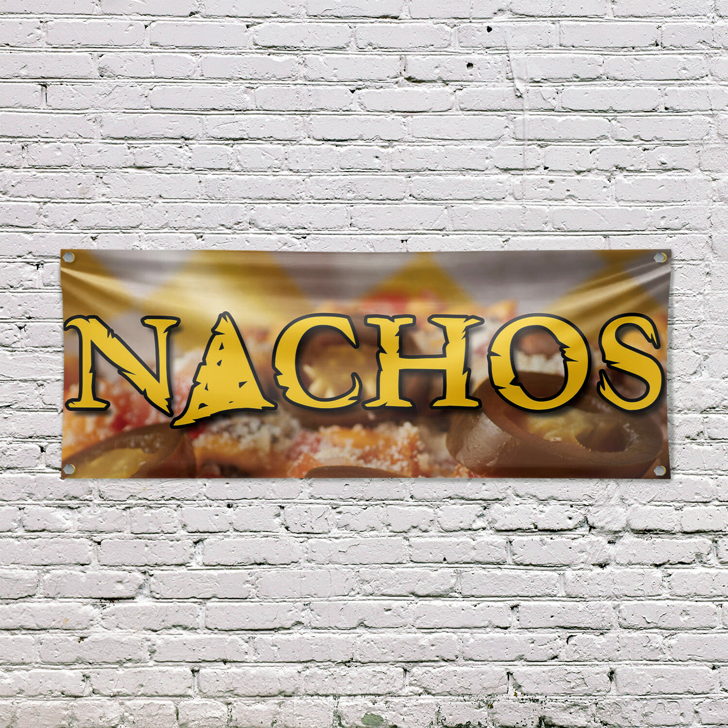 Nachos 13 oz Vinyl Banner Sign with Metal Grommets Heavy-Duty Single-Sided