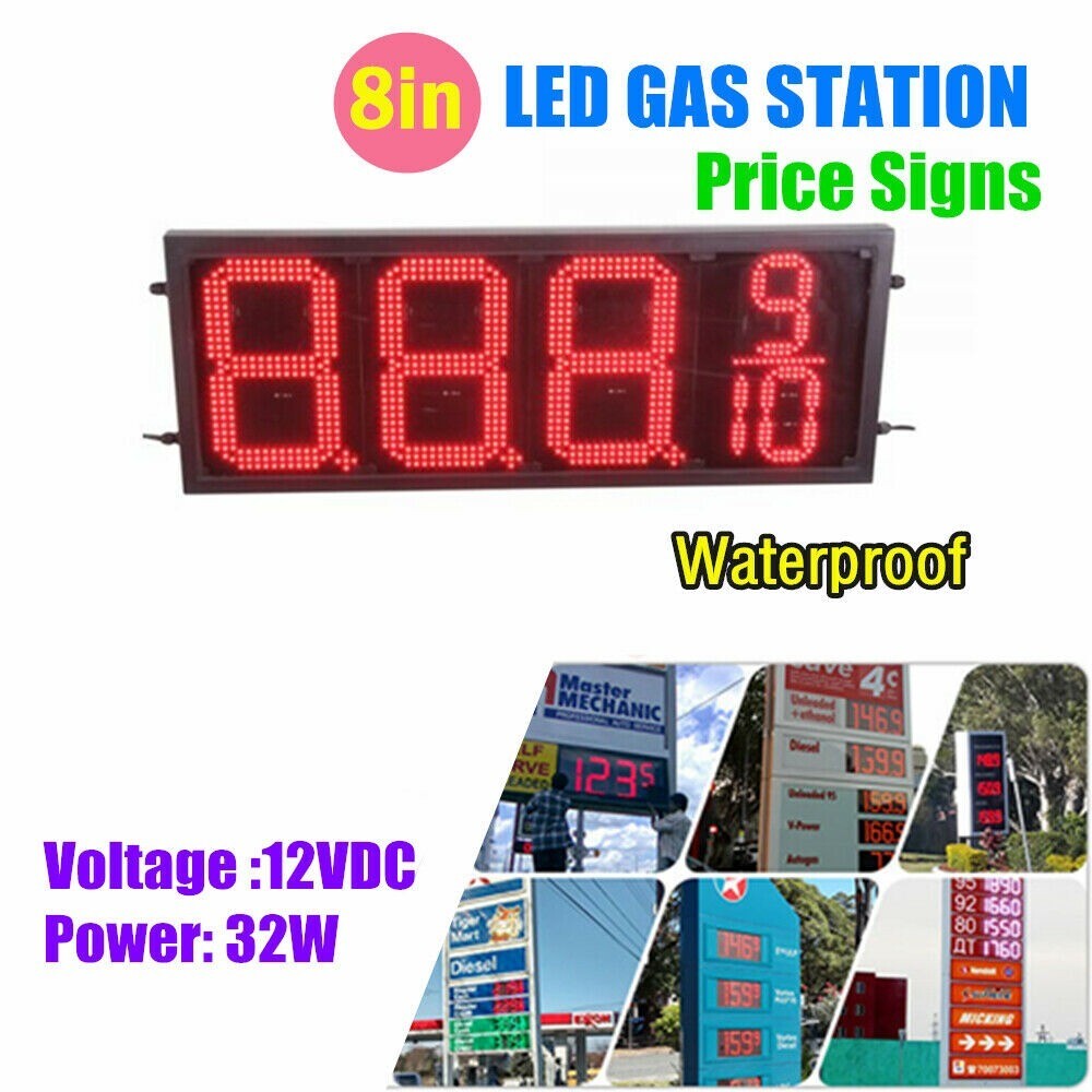 12V 32W Waterproof 8&Prime; LED GAS STATION RC Electronic Fuel PRICE SIGN 8888/9