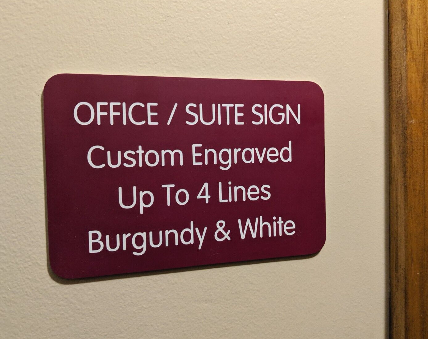 Custom Engraved 4×6 Burgundy Office Suite Sign | Small Business Wall Door Plaque