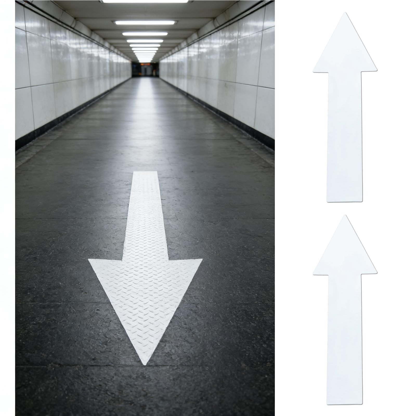 12 Pack 7.87in White Arrow Sign Stickers, PVC Removable Floor Decals Self Adh…