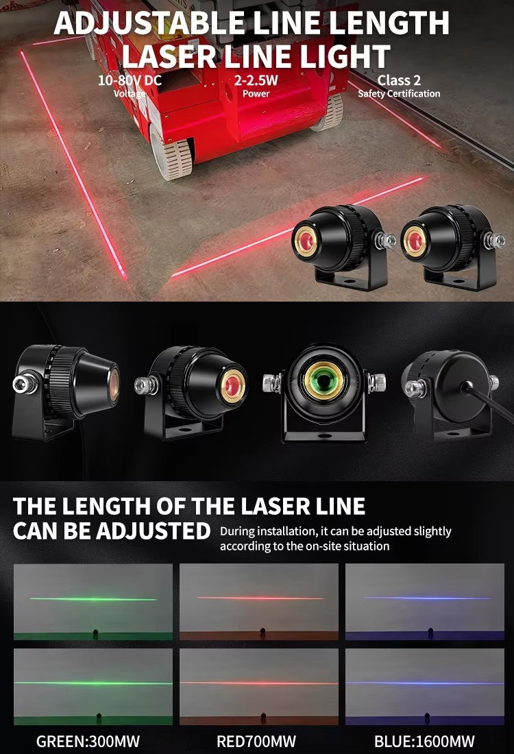 1-4Pcs Adjustable Forklift Floor Warning Light Safety Laser Line Projector