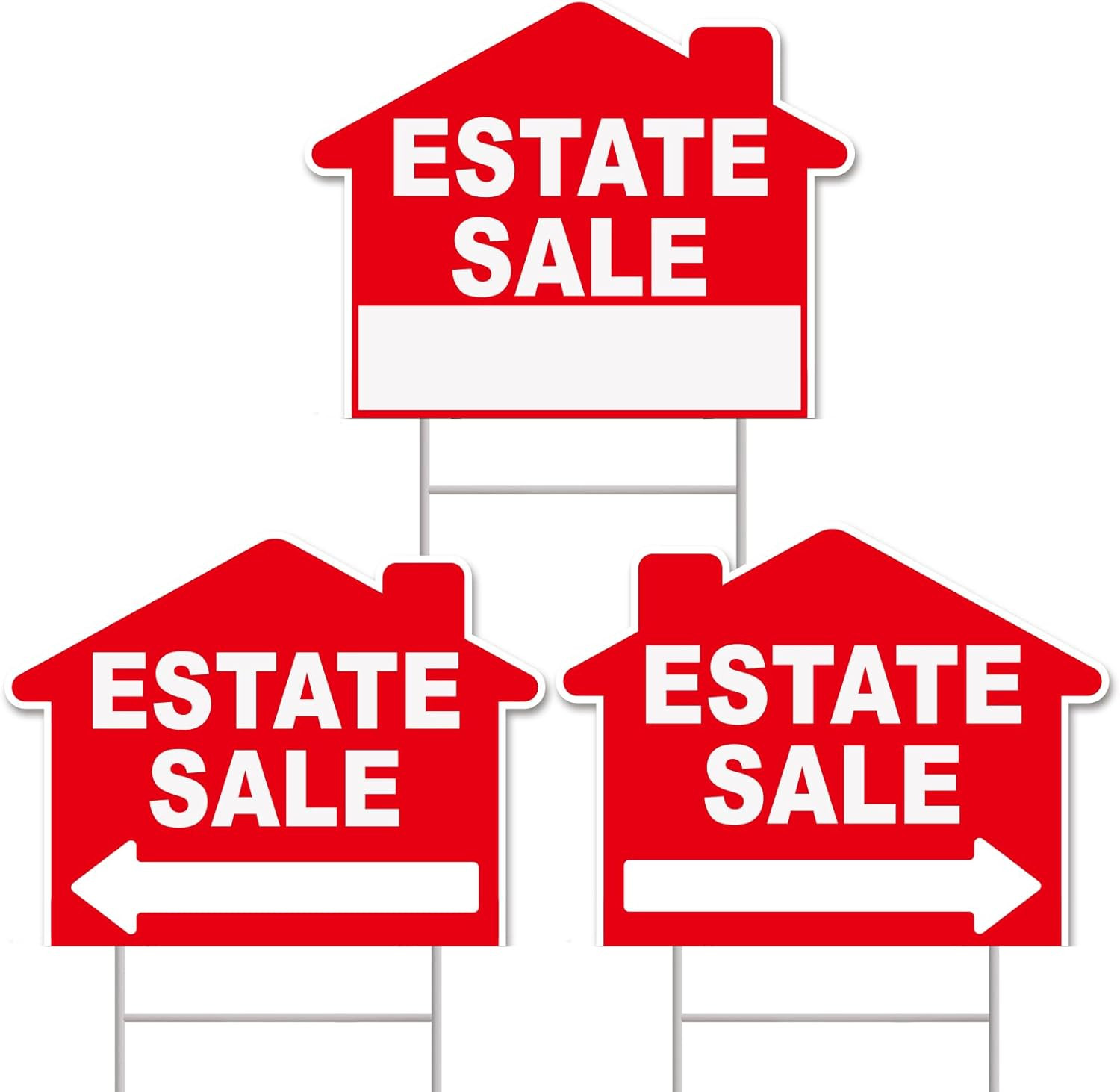 Estate Sale Signs, 3-Pack 17&Prime;X13&Prime; Double-Sided Signs, Corrugated Plastic, H-Meta